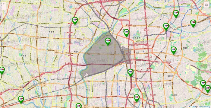 愛知県のセイムス系の店舗地図