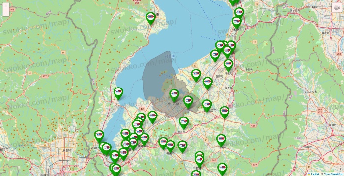 滋賀県のセイムス系の店舗地図