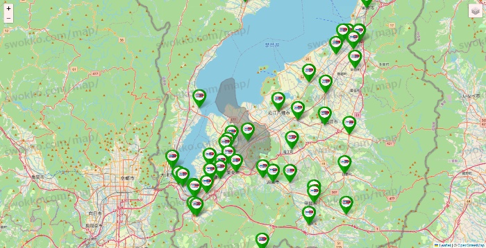 滋賀県のセイムス系の店舗地図