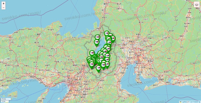 滋賀県のセイムス系の店舗地図