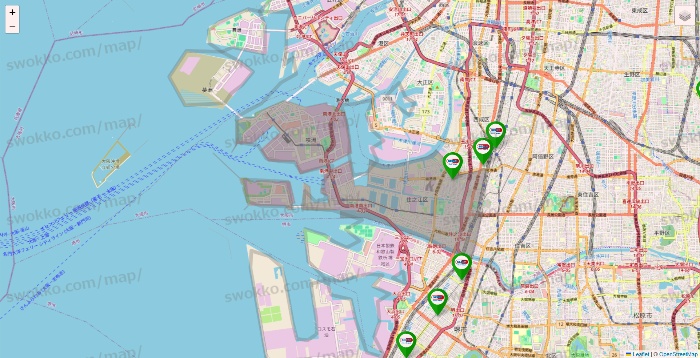 大阪府のセイムス系の店舗地図