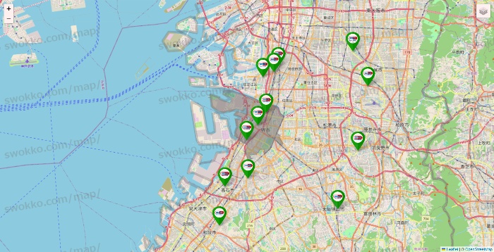 大阪府のセイムス系の店舗地図