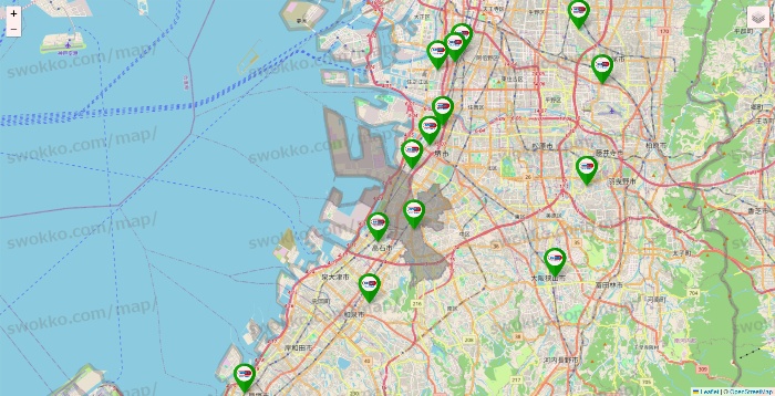 大阪府のセイムス系の店舗地図