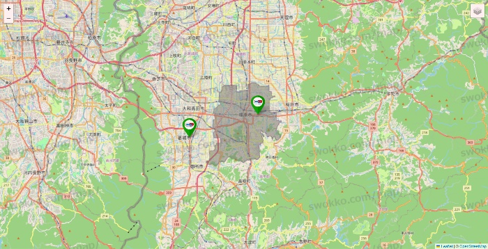 奈良県のセイムス系の店舗地図