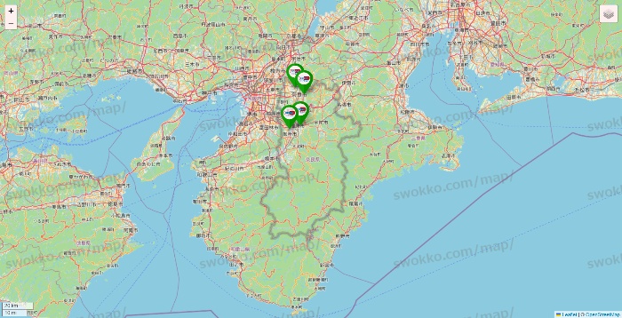 奈良県のセイムス系の店舗地図