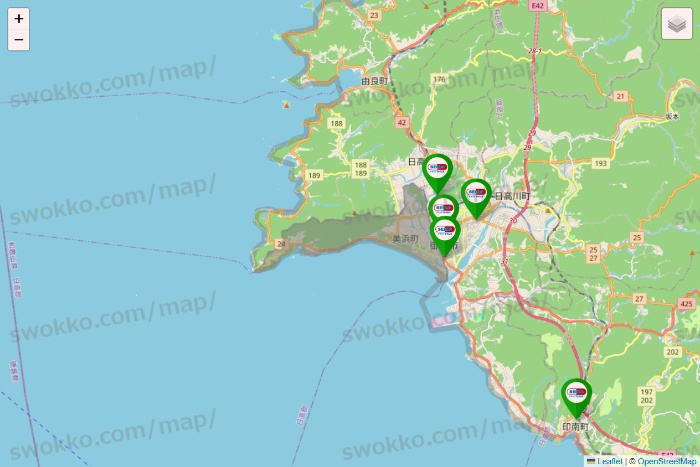 和歌山県のセイムス系の店舗地図