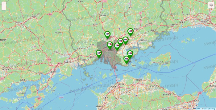 岡山県のセイムス系の店舗地図