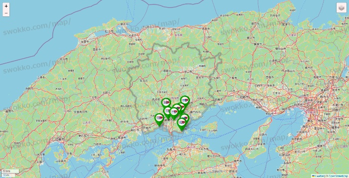 岡山県のセイムス系の店舗地図