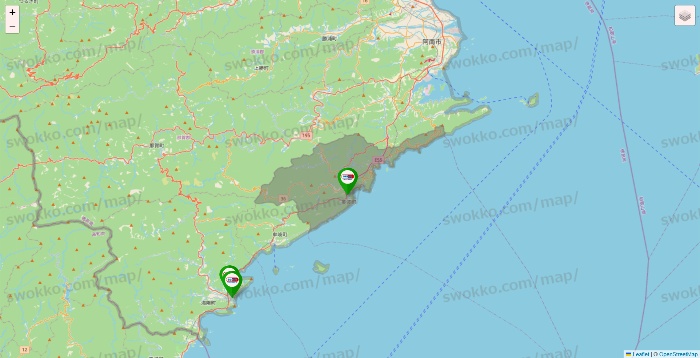 徳島県のセイムス系の店舗地図