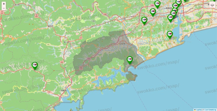 高知県のセイムス系の店舗地図