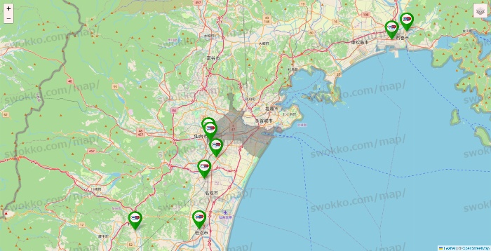 宮城県のセイムス系の店舗地図