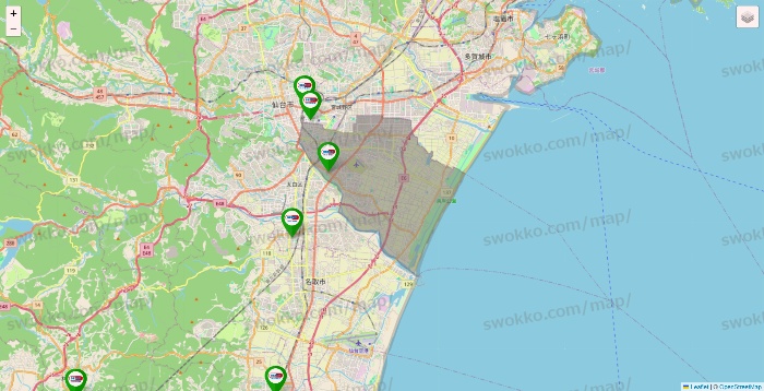 宮城県のセイムス系の店舗地図