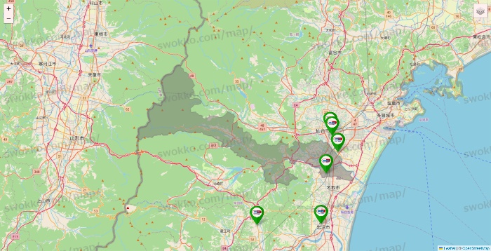 宮城県のセイムス系の店舗地図