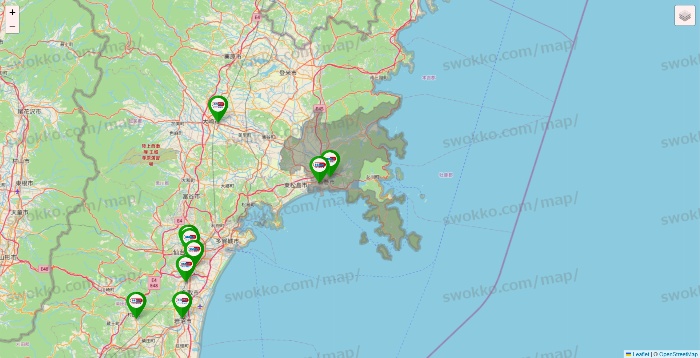宮城県のセイムス系の店舗地図