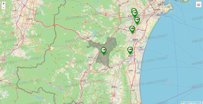 宮城県のセイムス系の店舗地図
