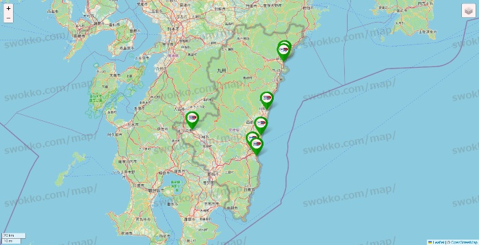 宮崎県のセイムス系の店舗地図
