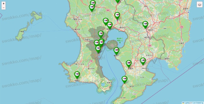 鹿児島県のセイムス系の店舗地図