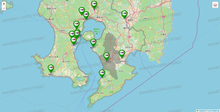 鹿児島県のセイムス系の店舗地図