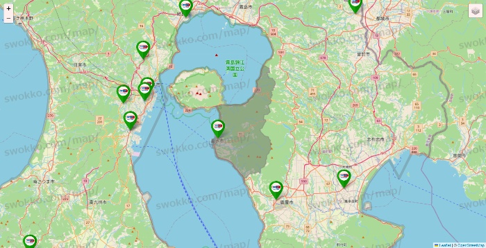 鹿児島県のセイムス系の店舗地図
