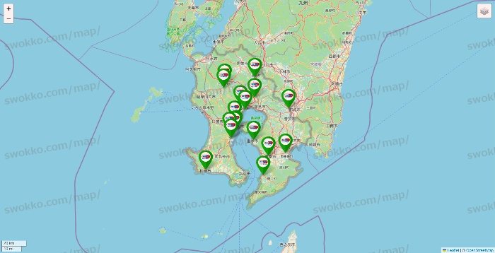 鹿児島県のセイムス系の店舗地図