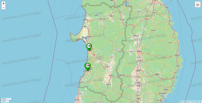 秋田県のセイムス系の店舗地図