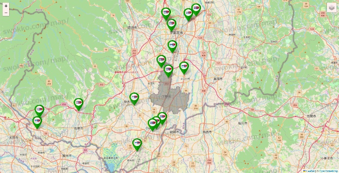 栃木県のセイムス系の店舗地図