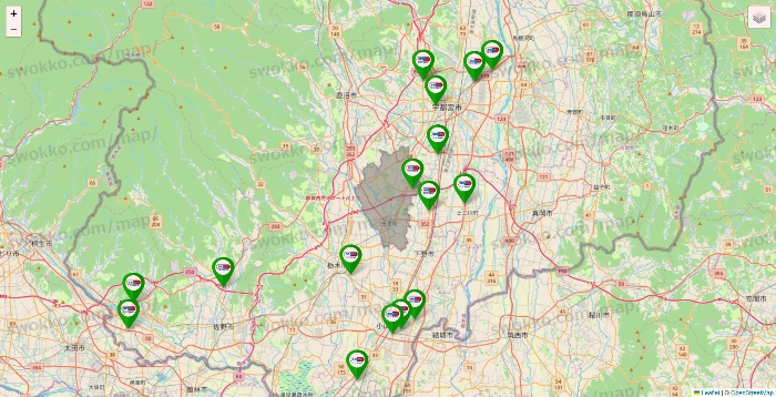 栃木県のセイムス系の店舗地図