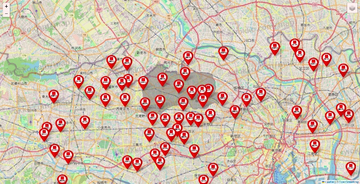 東京都の西友・LIVIN（リヴィン）の店舗地図