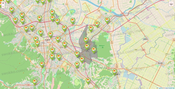 北海道のSeria（セリア）の店舗地図