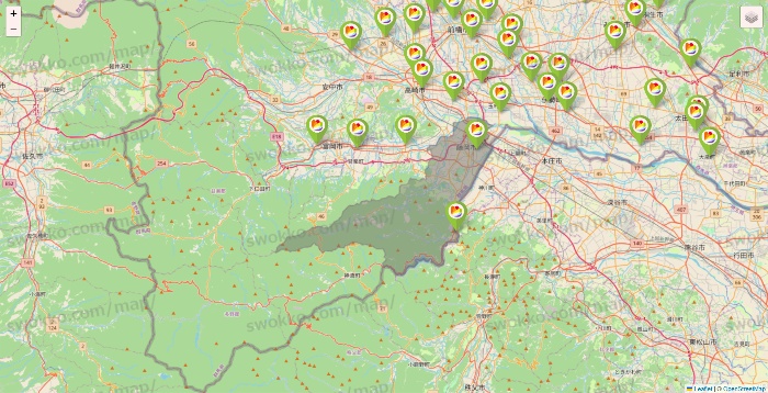 群馬県のSeria（セリア）の店舗地図