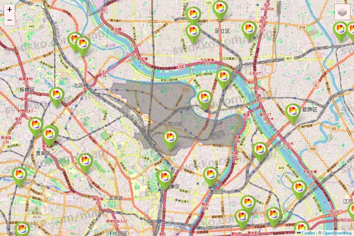 東京都のSeria（セリア）の店舗地図