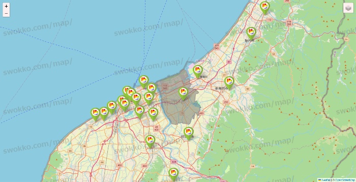 新潟県のSeria（セリア）の店舗地図