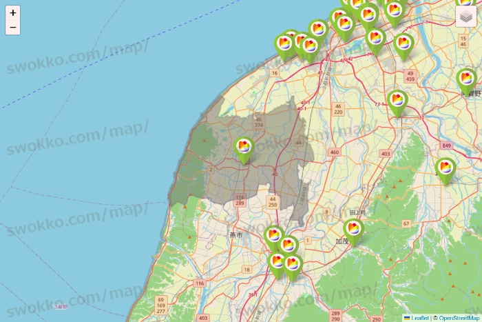 新潟県のSeria（セリア）の店舗地図