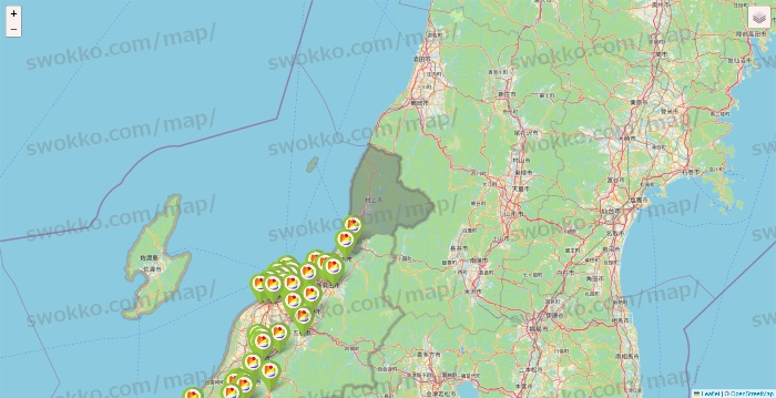 新潟県のSeria（セリア）の店舗地図