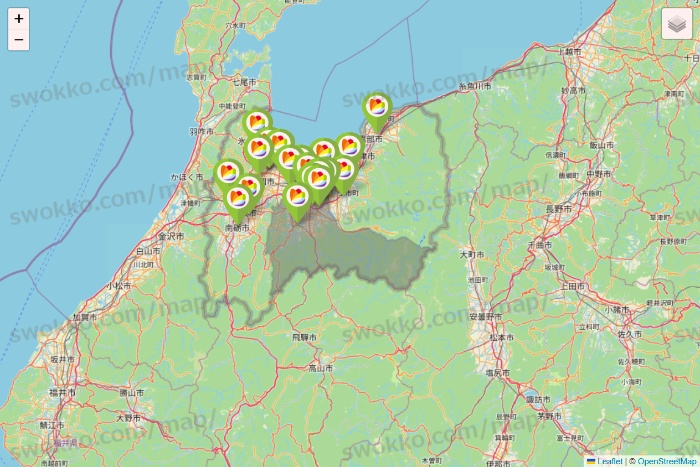 富山県のSeria（セリア）の店舗地図