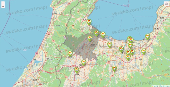 富山県のSeria（セリア）の店舗地図