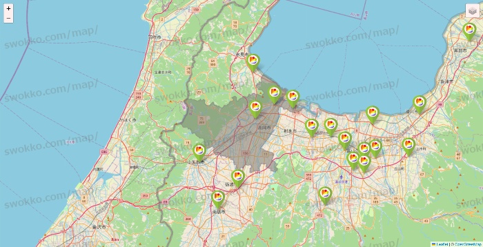 富山県のSeria（セリア）の店舗地図