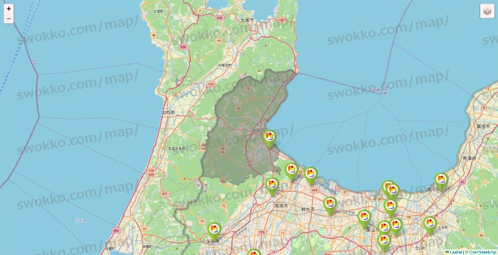 富山県のSeria（セリア）の店舗地図
