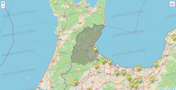 富山県のSeria（セリア）の店舗地図