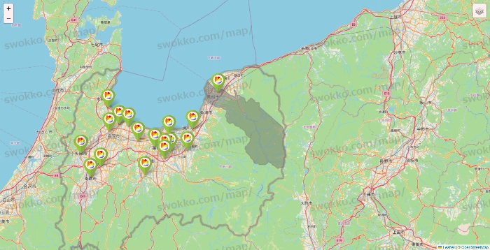 富山県のSeria（セリア）の店舗地図