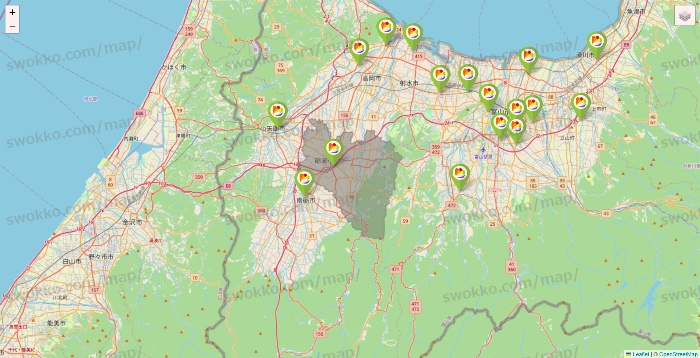 富山県のSeria（セリア）の店舗地図