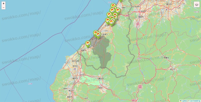 石川県のSeria（セリア）の店舗地図