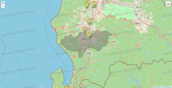 福井県のSeria（セリア）の店舗地図