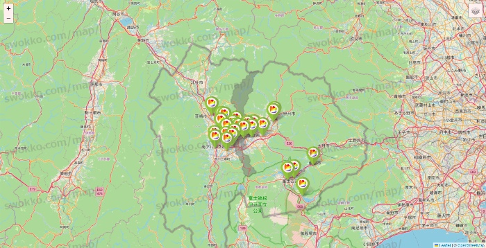 山梨県のSeria（セリア）の店舗地図