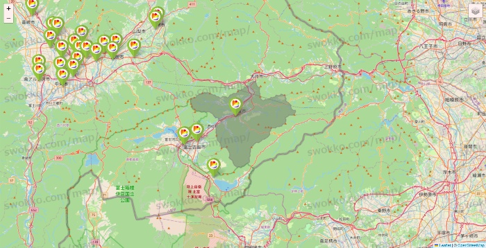 山梨県のSeria（セリア）の店舗地図