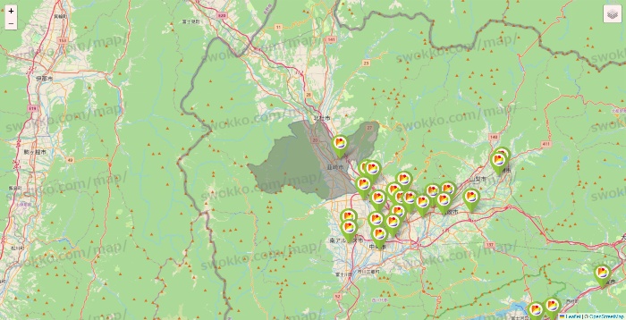 山梨県のSeria（セリア）の店舗地図