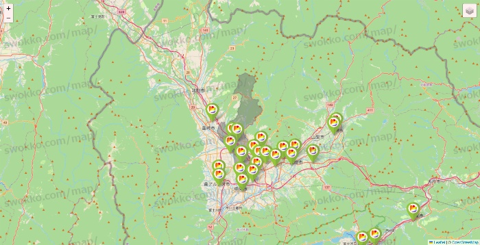 山梨県のSeria（セリア）の店舗地図