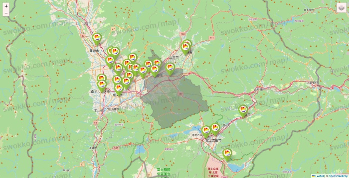 山梨県のSeria（セリア）の店舗地図