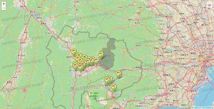 山梨県のSeria（セリア）の店舗地図