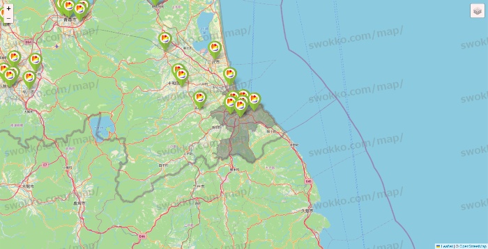 青森県のSeria（セリア）の店舗地図